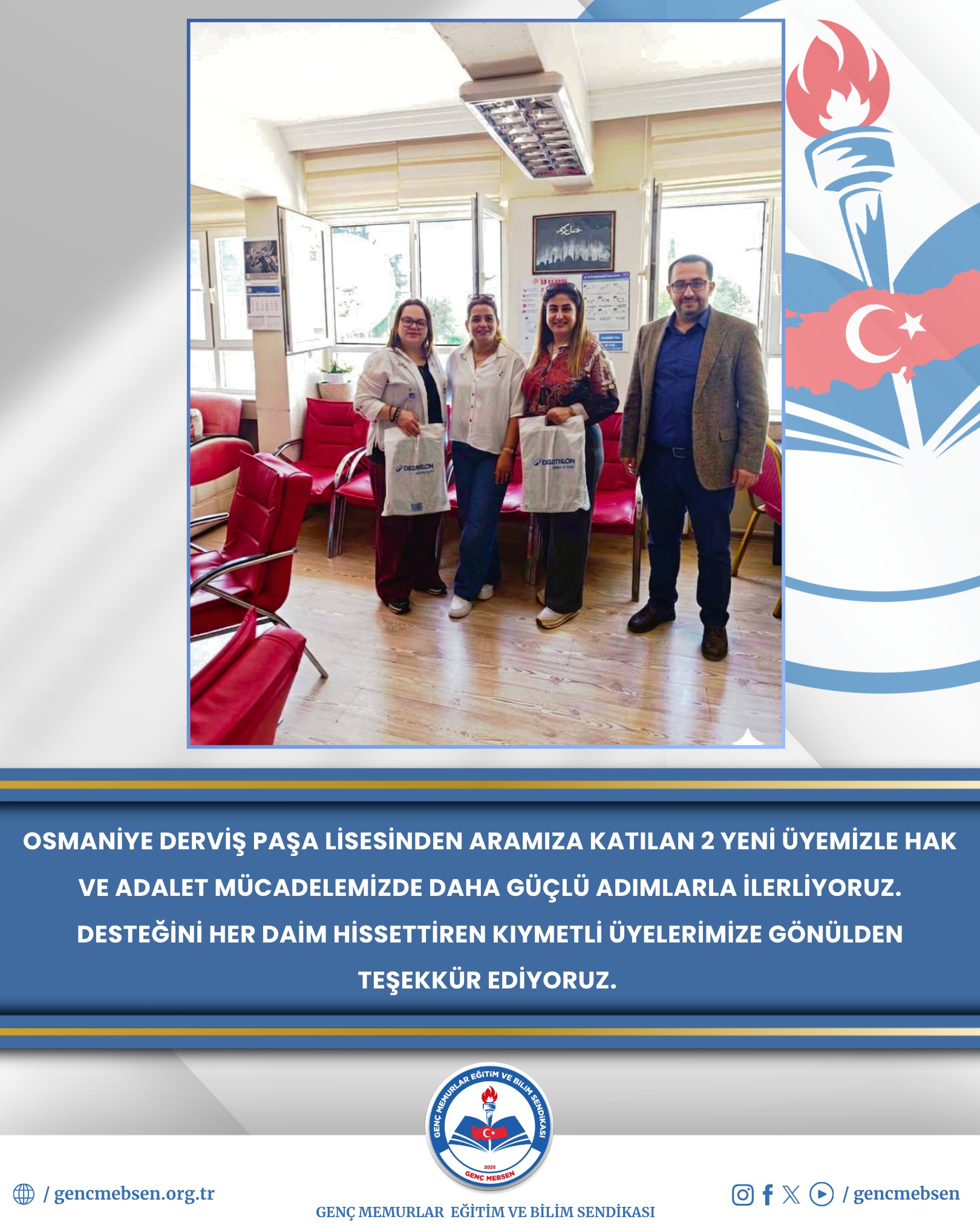Osmaniye Derviş Paşa Lisesinden Aramıza Katılan 2 Yeni Üyemizle Daha Güçlü Adımlarla İlerliyoruz